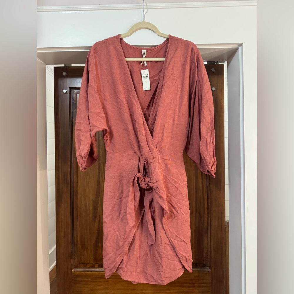 Anthropologie Terracotta Long Sleeve Wrap Dress